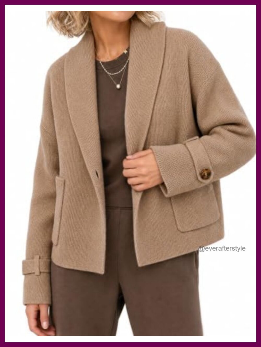 Chunky Knit Open Front Cardigan Sweater Jacket Shawl Collar